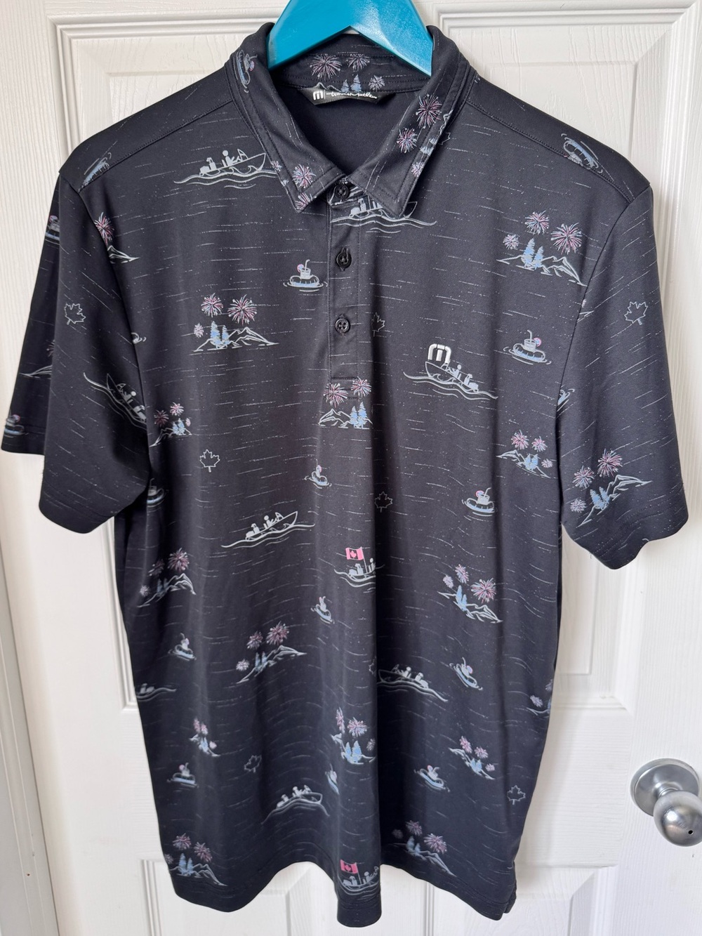 Mens Travis Mathew Lifestyle Lake Break Short Sleeve Golf Polo Shirt Size Large